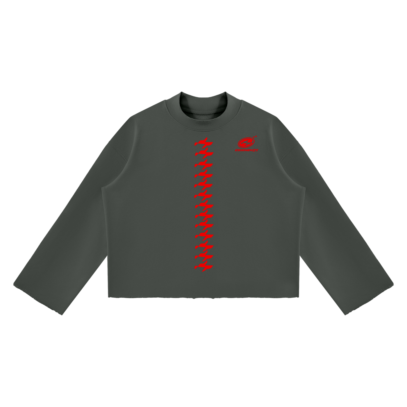 Unisex Mock Neck Raw Edge Boxy Sweatshirt