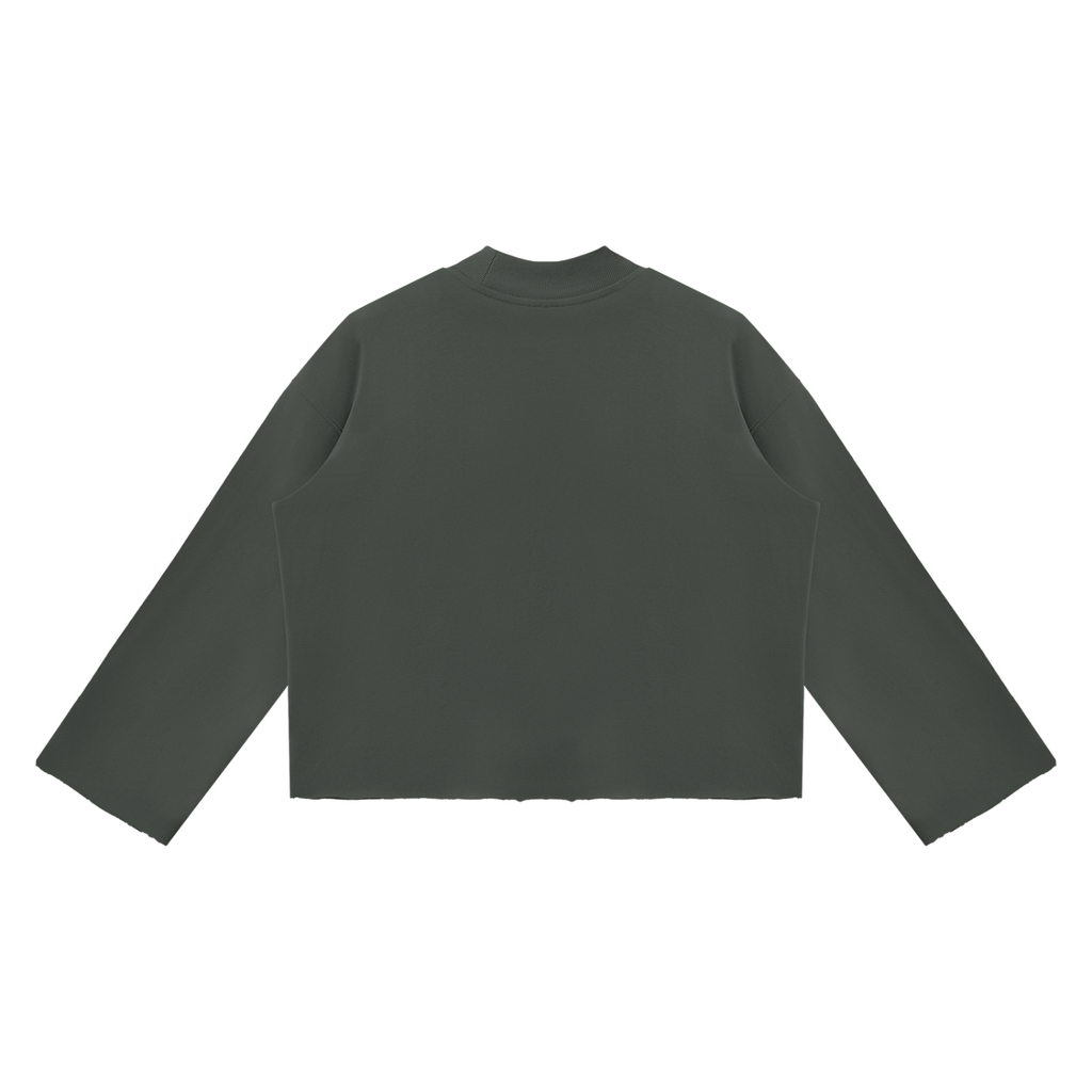 Unisex Mock Neck Raw Edge Boxy Sweatshirt