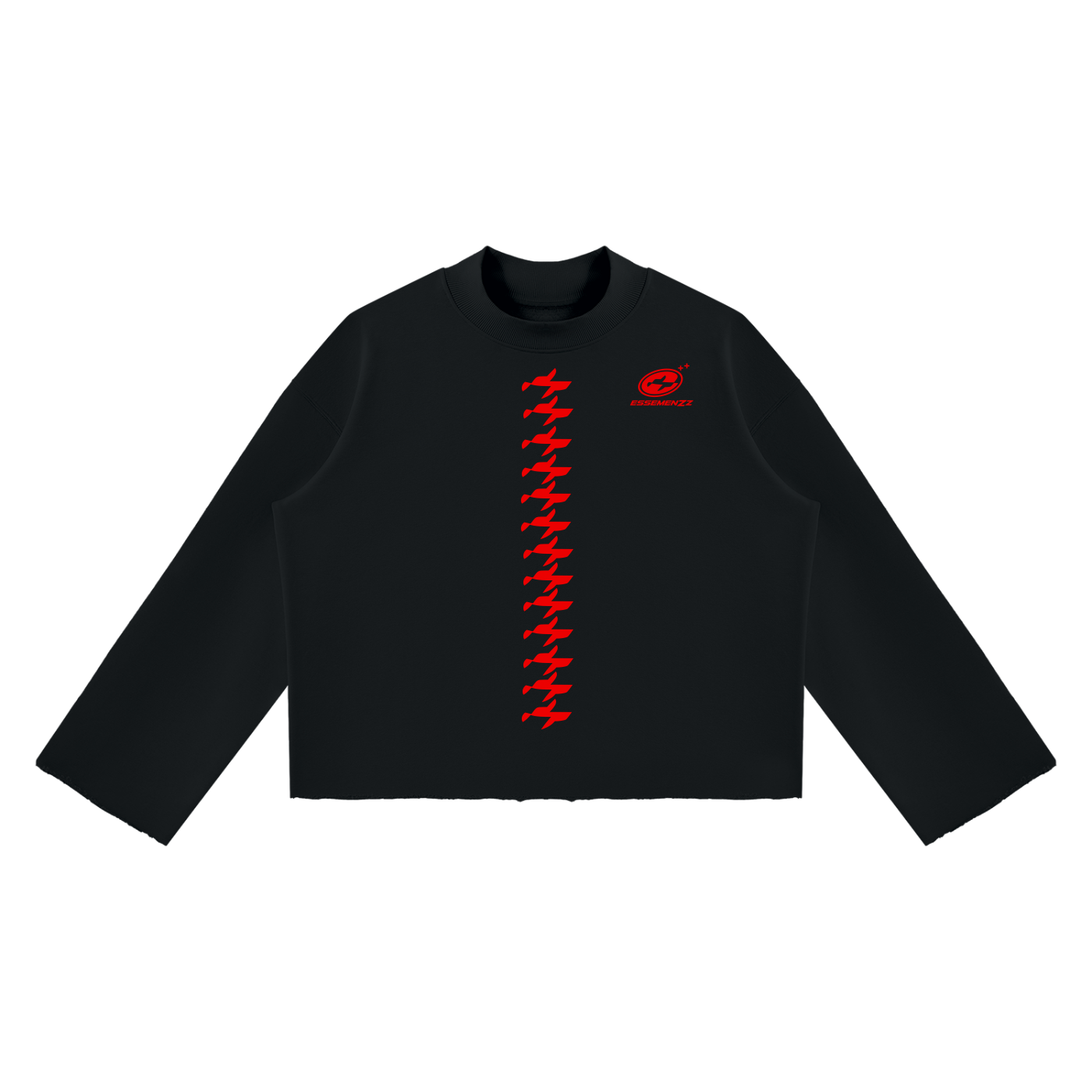 Unisex Mock Neck Raw Edge Boxy Sweatshirt