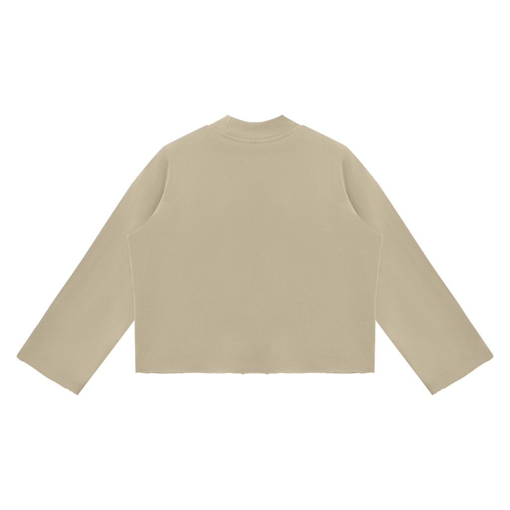 Unisex Mock Neck Raw Edge Boxy Sweatshirt